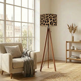 Leopard Print Retro Nordic Tripod Floor Lamp: Linen Shade Smart LED Remote - retro floor lamps