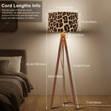 Leopard Print Retro Nordic Tripod Floor Lamp: Linen Shade Smart LED Remote - retro floor lamps