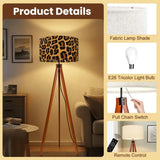 Leopard Print Retro Nordic Tripod Floor Lamp: Linen Shade Smart LED Remote - retro floor lamps