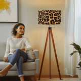 Leopard Print Retro Nordic Tripod Floor Lamp: Linen Shade Smart LED Remote - retro floor lamps