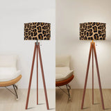 Leopard Print Retro Nordic Tripod Floor Lamp: Linen Shade Smart LED Remote - retro floor lamps
