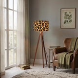 Leopard Print Retro Nordic Tripod Floor Lamp: Linen Shade Smart LED Remote - retro floor lamps