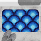 Mid Century Blue Peacock Design Bathroom Mat Retro 70s Decor - 34’’ × 21’’ - retro bathroom