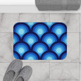 Mid Century Blue Peacock Design Bathroom Mat Retro 70s Decor - retro bathroom