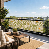 Mid-Century Floral Balcony Privacy Screen – Retro Weatherproof Railing Cover - Retro Privacy Screen