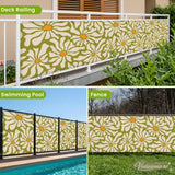 Mid-Century Floral Balcony Privacy Screen – Retro Weatherproof Railing Cover - Retro Privacy Screen