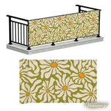 Mid-Century Floral Balcony Privacy Screen – Retro Weatherproof Railing Cover - Retro Privacy Screen