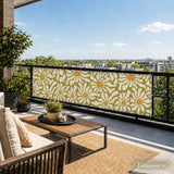 Mid-Century Floral Balcony Privacy Screen – Retro Weatherproof Railing Cover - Retro Privacy Screen