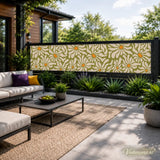 Mid-Century Floral Balcony Privacy Screen – Retro Weatherproof Railing Cover - Retro Privacy Screen