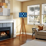 Mid-Century Modern 70s Wooden Tripod Floor Lamp: Retro Peacock Pattern - retro floor lamps
