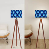 Mid-Century Modern 70s Wooden Tripod Floor Lamp: Retro Peacock Pattern - retro floor lamps