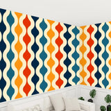 Mid-Century Modern Removable Mural - Retro 70s Stick and Peel Wallpaper - 144’’x100’’ - retro wallpaper