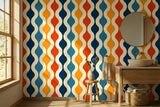 Mid-Century Modern Removable Mural - Retro 70s Stick and Peel Wallpaper - 144’’x100’’ - retro wallpaper