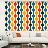 Mid-Century Modern Removable Mural - Retro 70s Stick and Peel Wallpaper - 144’’x100’’ - retro wallpaper