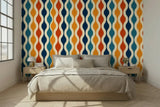 Mid-Century Modern Removable Mural - Retro 70s Stick and Peel Wallpaper - 144’’x100’’ - retro wallpaper
