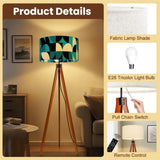 Mid-Century Modern Tripod Floor Lamp: Blue Geometric with LED Remote - retro floor lamps