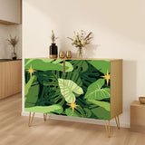 Mid Century Monstera Leaf Pattern Cabinet – Retro Storage with Hairpin Legs - One Size - retro cabinet