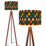 Midcentury 60s Retro Tripod Floor Lamp: Remote Wooden Base Linen Shade - US Plug - retro floor lamps