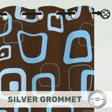 Midcentury 60s Vintage Blackout Curtains: Retro Mocha Brown Turquoise Drapes - retro curtains