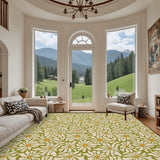 Midcentury 70s Retro Daisies Rug 12x9 ft – Large Floral Non-Slip Room Carpet - retro rug