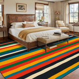 Midcentury 70s Striped Retro Rug 12x9 ft – Large Non-Slip Room Carpet - retro rug