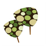 Midcentury 70s Triangle Nesting Coffee Table Set - Green Polka Dot Accent - One Size - retro nesting tables