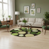 Midcentury 70s Triangle Nesting Coffee Table Set - Green Polka Dot Accent - One Size - retro nesting tables