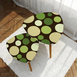 Midcentury 70s Triangle Nesting Coffee Table Set - Green Polka Dot Accent - One Size - retro nesting tables