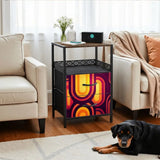 Midcentury Bedside Cabinet - Side Table with Power Outlet & USB Ports - retro bedside table