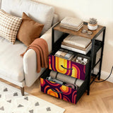Midcentury Bedside Cabinet - Side Table with Power Outlet & USB Ports - retro bedside table