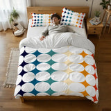 Midcentury Bubble Design Duvet Cover Set: 70s Retro Full Size Microfiber - retro bedding