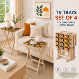 Midcentury Folding Tables – Retro Wood TV Tray Set of 4 - 4 Pack - retro tv tray