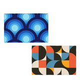 Midcentury Inspired Placemats – 70s Blue Retro Double Sided Heat Proof - retro table linen