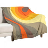 Midcentury Modern Fleece Orange Brown Blanket – Retro 70s Vintage Style - retro blankets
