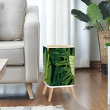 Midcentury Modern Monstera Leaf Lidded Trash Can: Green Scandi Wastebasket - One Size - retro tash cans