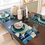Midcentury Modern Placemats – Blue Retro Double Sided Heat Proof - retro table linen