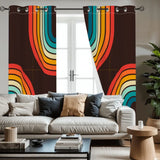 Midcentury Modern Rainbow Blackout Curtains: 70s Retro Multi Sizes Panels - retro curtains