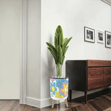 Midcentury Modern Retro Plant Pot with Wooden Legs - 70s Flower Power - retro plant pot