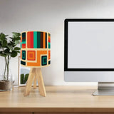 Midcentury Modern Retro Table Lamp – Wooden Tripod Base Linen Shade - retro table lamps