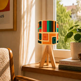 Midcentury Modern Retro Table Lamp – Wooden Tripod Base Linen Shade - retro table lamps