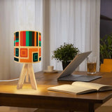 Midcentury Modern Retro Table Lamp – Wooden Tripod Base Linen Shade - retro table lamps