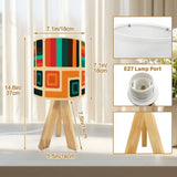 Midcentury Modern Retro Table Lamp – Wooden Tripod Base Linen Shade - retro table lamps