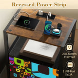 Midcentury Modern Side Table - Nightstand with USB & AC Outlets - retro bedside table