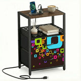 Midcentury Modern Side Table - Nightstand with USB & AC Outlets - retro bedside table