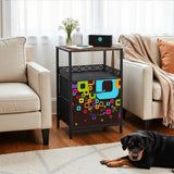 Midcentury Modern Side Table - Nightstand with USB & AC Outlets - retro bedside table