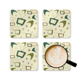 Midcentury Modern Table Coasters – Retro Cork Drink Coasters - retro coaster