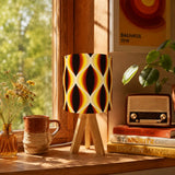 Midcentury Modern Table Lamp – Wood Tripod Base Linen Shade - retro table lamps