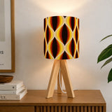 Midcentury Modern Table Lamp – Wood Tripod Base Linen Shade - retro table lamps