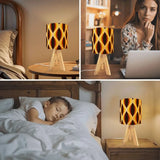 Midcentury Modern Table Lamp – Wood Tripod Base Linen Shade - retro table lamps