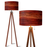 Midcentury Modern Tripod Floor Lamp: Rustic Wood Grain Reddish Brown - US Plug - retro floor lamps
